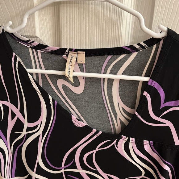 SUSAN LAWRENCE~STYLISH BLACK AND PURPLE~WOMEN’S TOP~LG - Picture 5 of 11